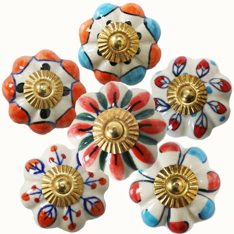 Möbelknöpfe Set 6 STK Möbelgriffe Keramik Knöpfe Griffe Möbelknopf Bunt