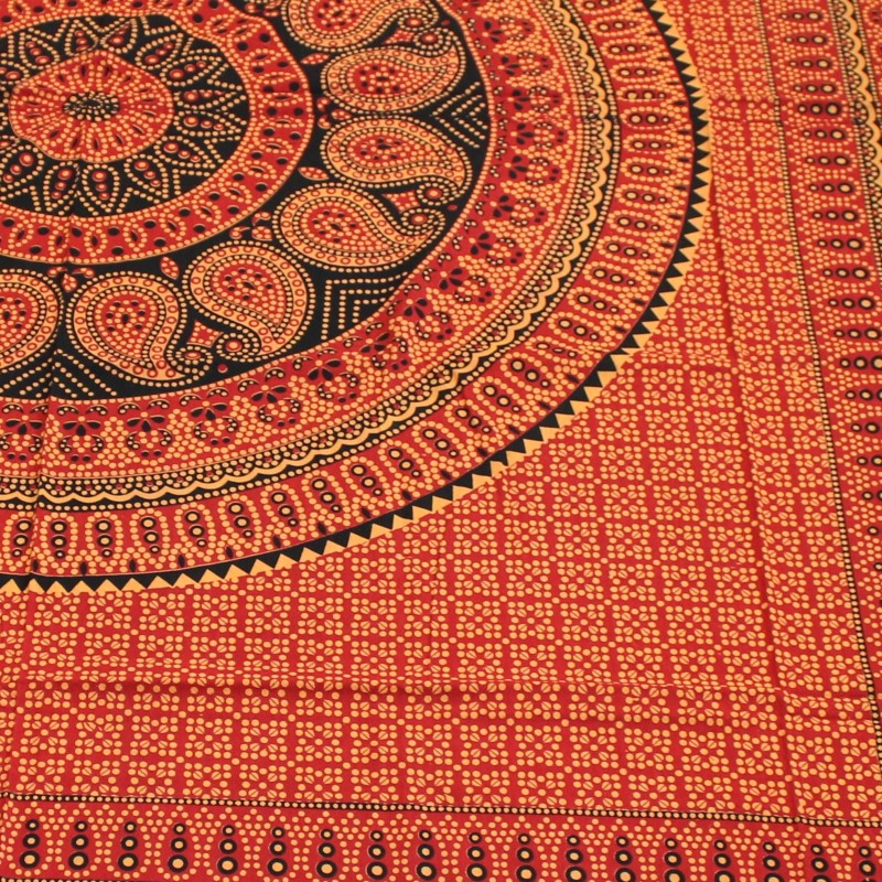 Tagesdecke Bettüberwurf  Rajasthan Classic Baumwolle Indien Dekotuch Rot 5 